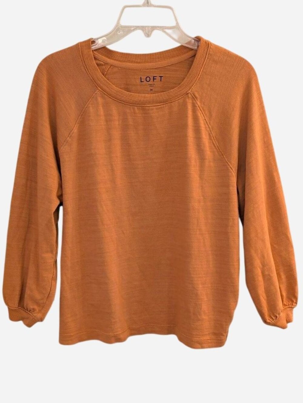 LOFT Women’s Orange Crewneck Cotton Sweater Size M